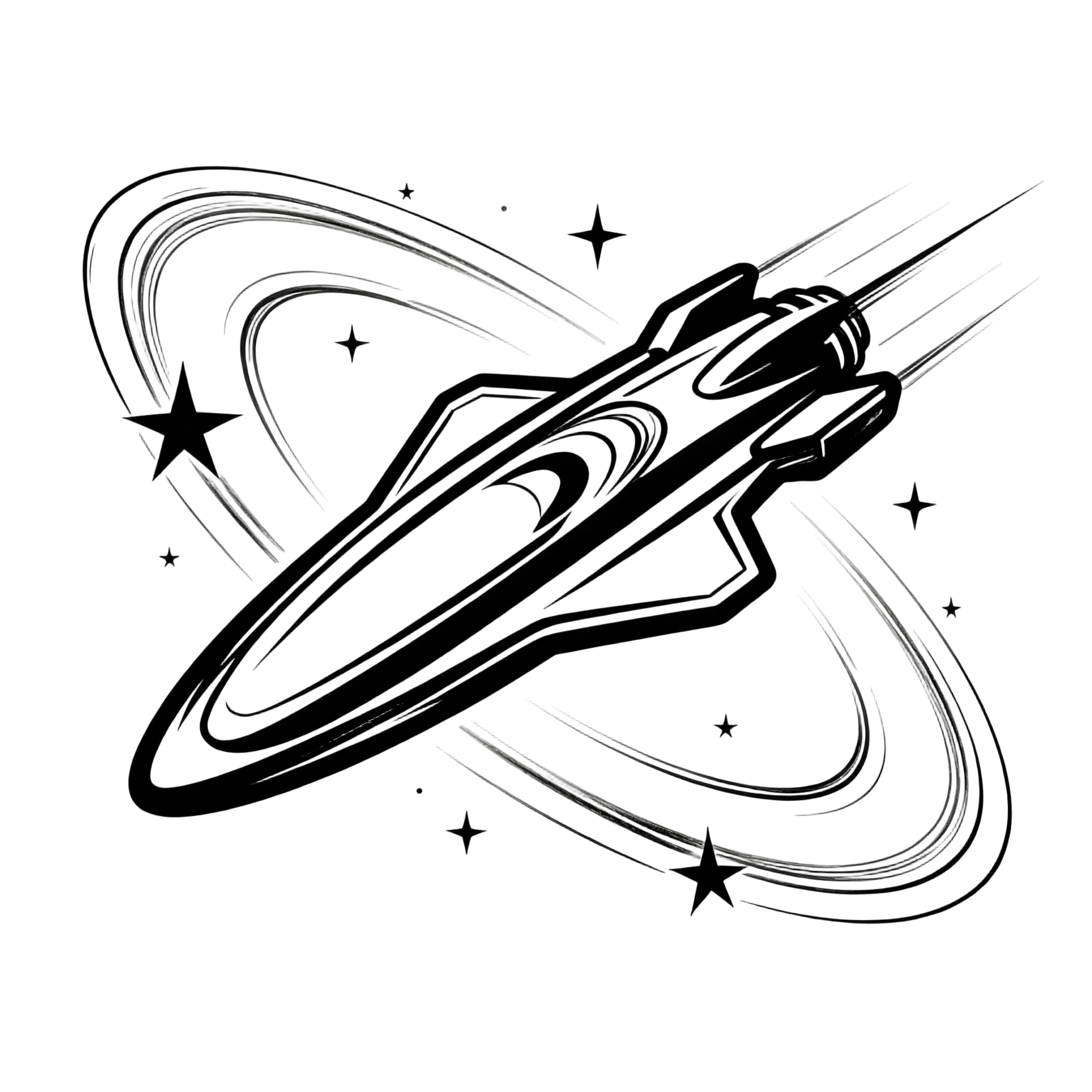 Minimalist Sci-Fi Spaceship With Orbital Rings Herbal Temporary Tattoo