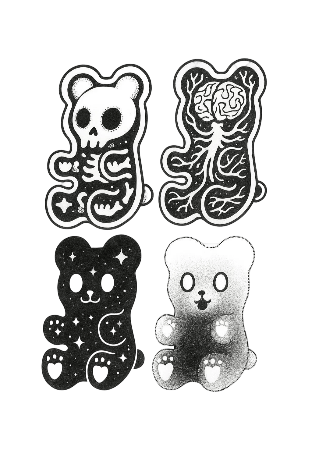 Skeleton Anatomy And Cosmic Gummy Bear Flash Sheet Herbal Temporary